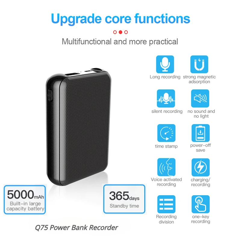 5000mAh Mini Power Bank Record - đánh giá và giá Voice Recorder Pen