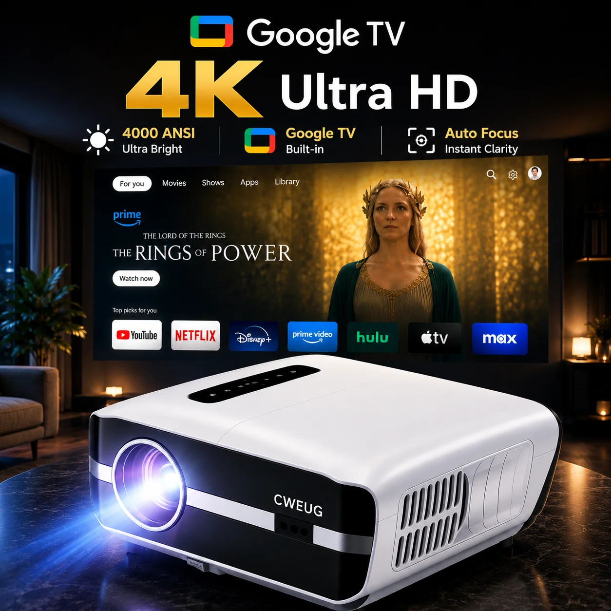 NewA9S 4k Projector Auto Focus - đánh giá và giá Electronics Home Gadgets